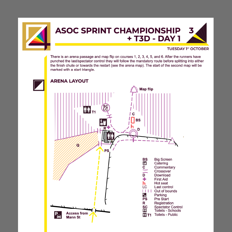 Sample Bulletin Two events page for the 2024 Australian Orienteering Championships.