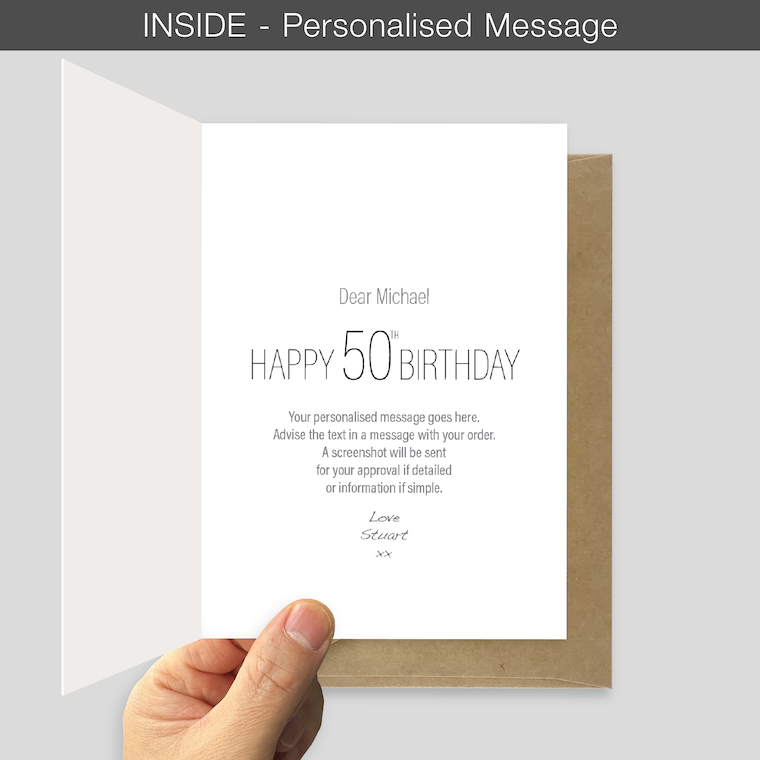 Sample personalised message inside a card.