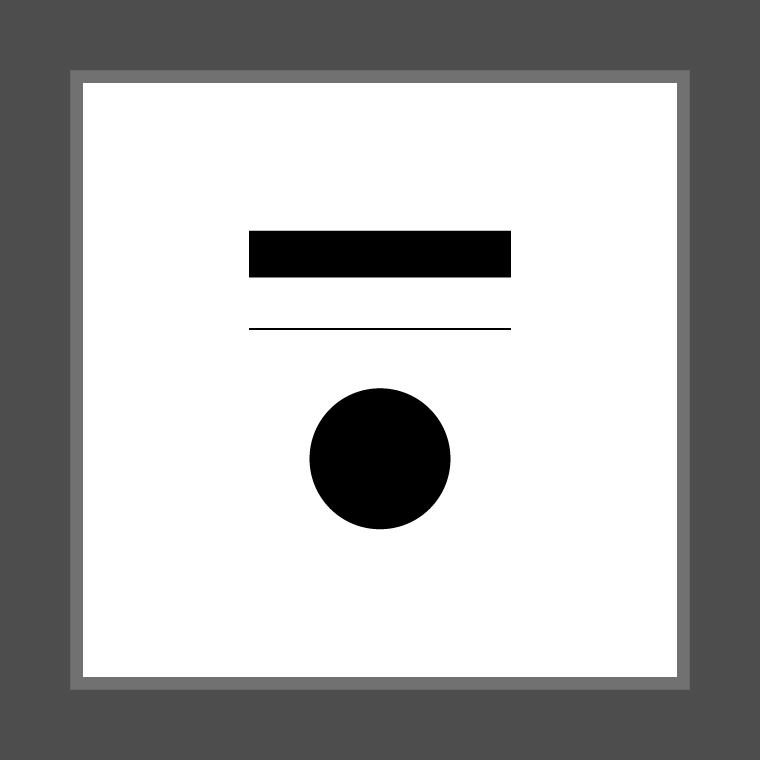 The image shows a rectangle, thin line and circle in black.