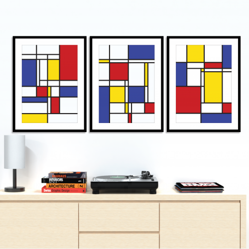 pp005 set of 3 mondrian scene with mount